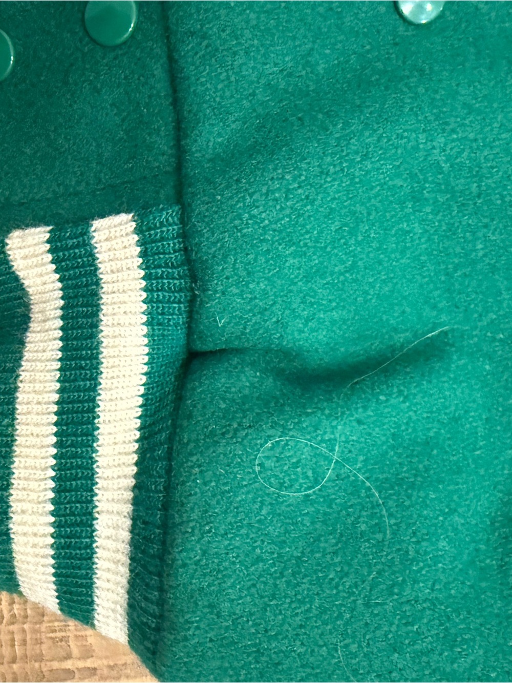Vintage Green Letterman Jacket with Cream 'J' Patch - Picture 6 of 7